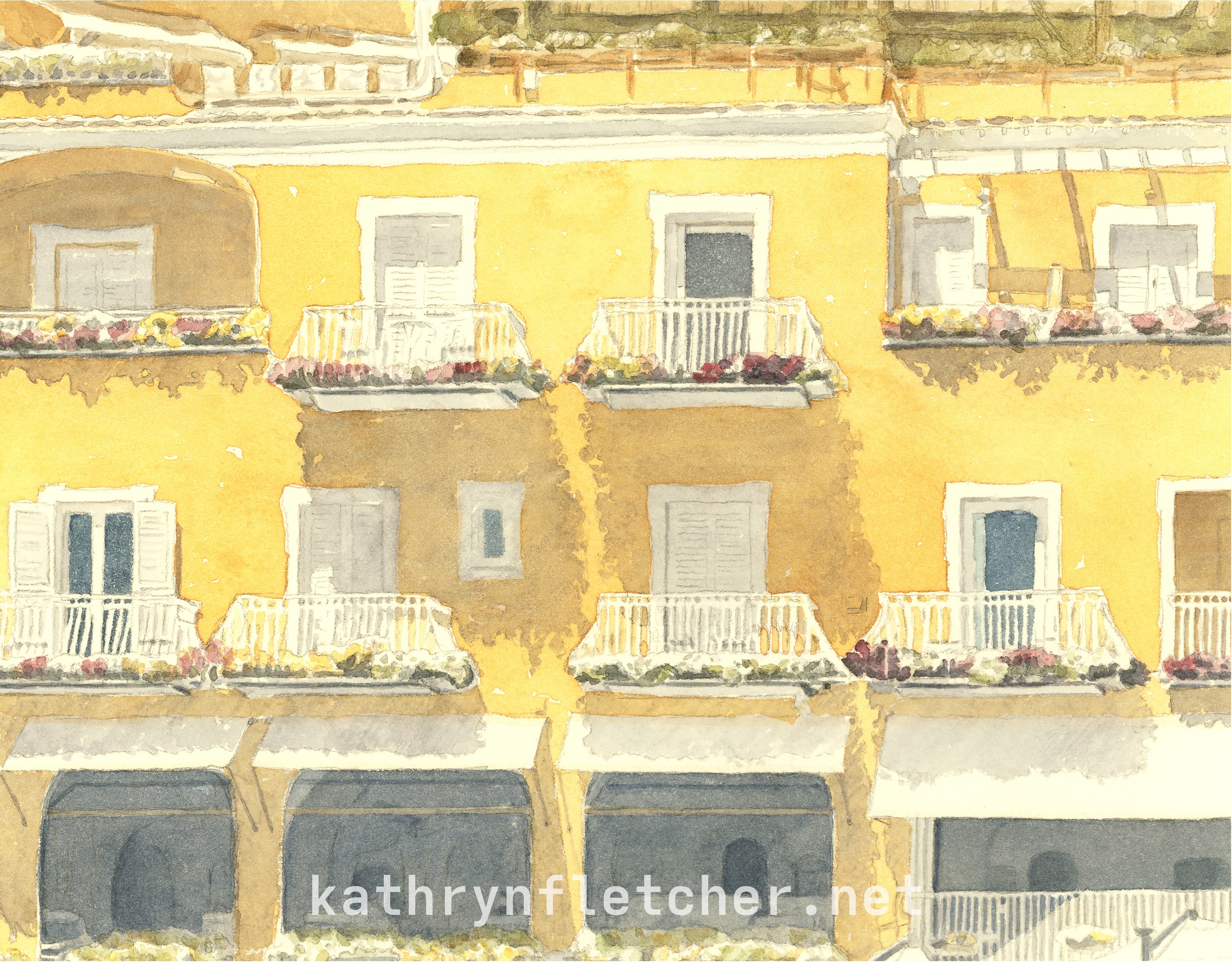 Yellow Hotel - Watercolor